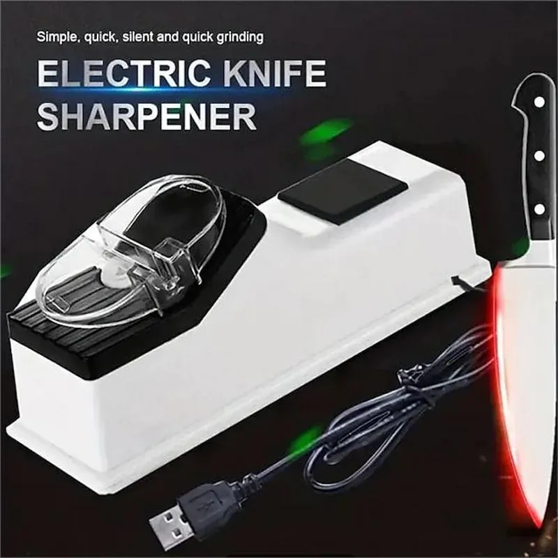 Affûteur de couteaux électrique USB à affûtage rapide et automatique pour couteaux de cuisine et ciseaux 3