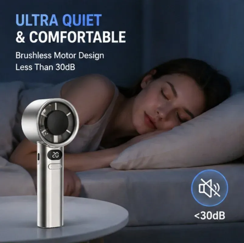 Ventilateur portatif rechargeable USB à haute vitesse avec affichage numérique et 120 vitesses réglables 4