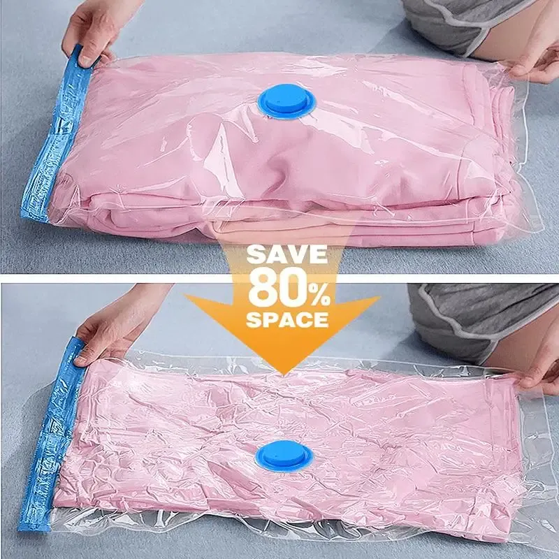 Lot de 5 sacs de rangement sous vide avec pompe manuelle pour vêtements, voyage, déménagement, couvertures et oreillers 3
