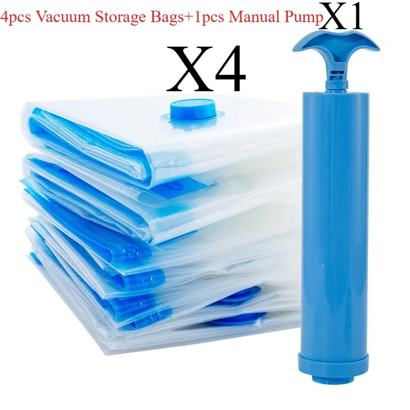 Lot de 5 sacs de rangement sous vide avec pompe manuelle pour vêtements, voyage, déménagement, couvertures et oreillers 7