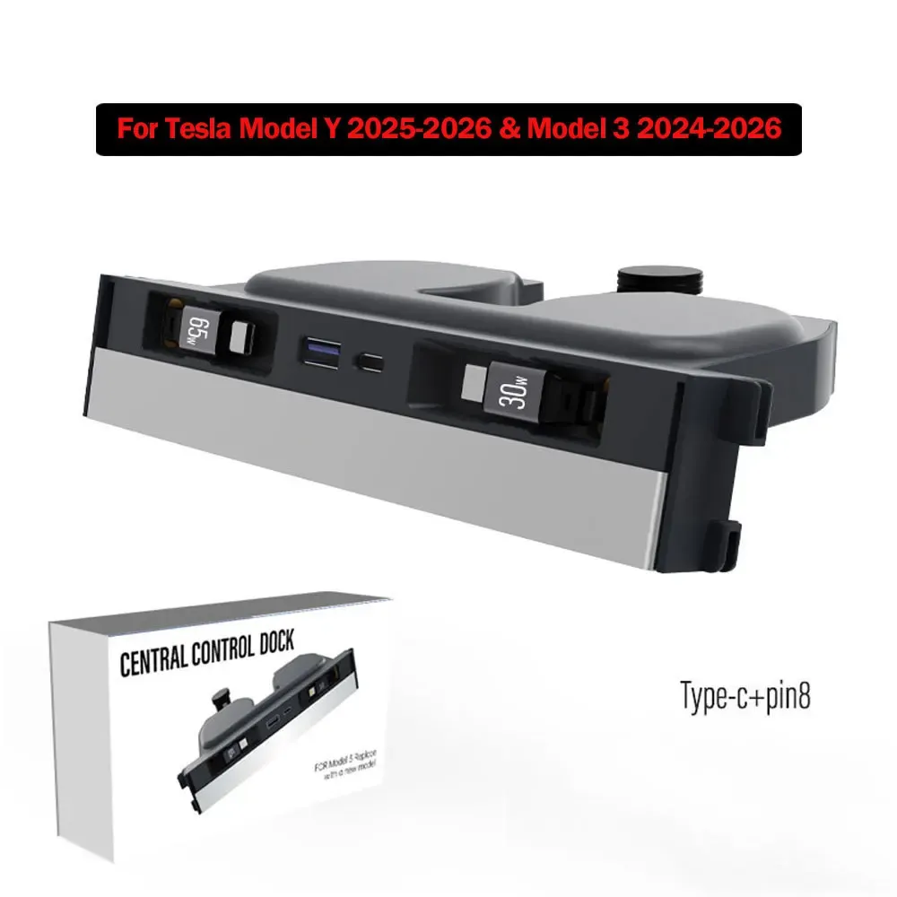 Hub USB rétractable pour console centrale Tesla Model Y Juniper 2026 et Model 3 Highland, station de charge rapide 7