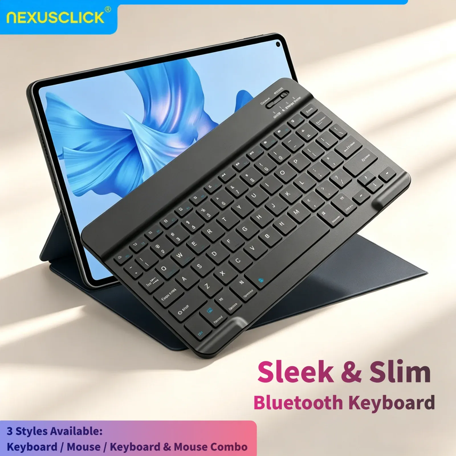 Clavier sans fil Bluetooth NexusClick compatible iPad (10e génération), iPad Pro, PC, Samsung, Xiaomi et tablettes Android