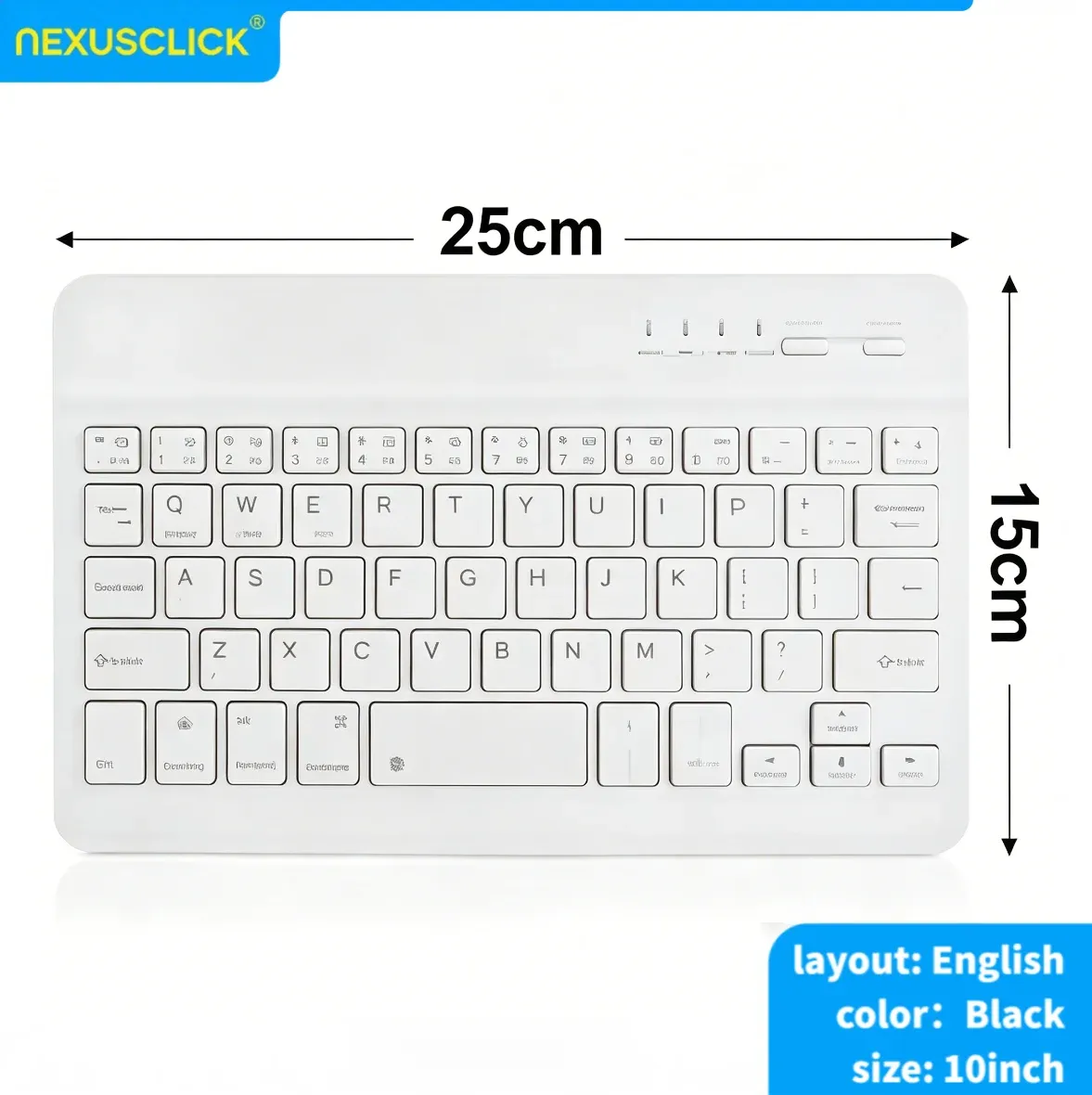 Clavier sans fil Bluetooth NexusClick compatible iPad (10e génération), iPad Pro, PC, Samsung, Xiaomi et tablettes Android 13