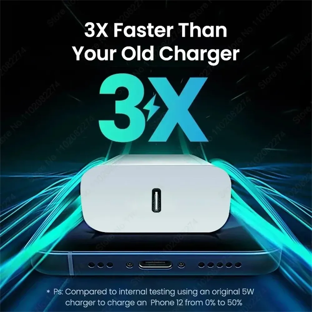 Chargeur USB-C à charge rapide 40 W PD pour iPhone, avec câble USB Type-C 3