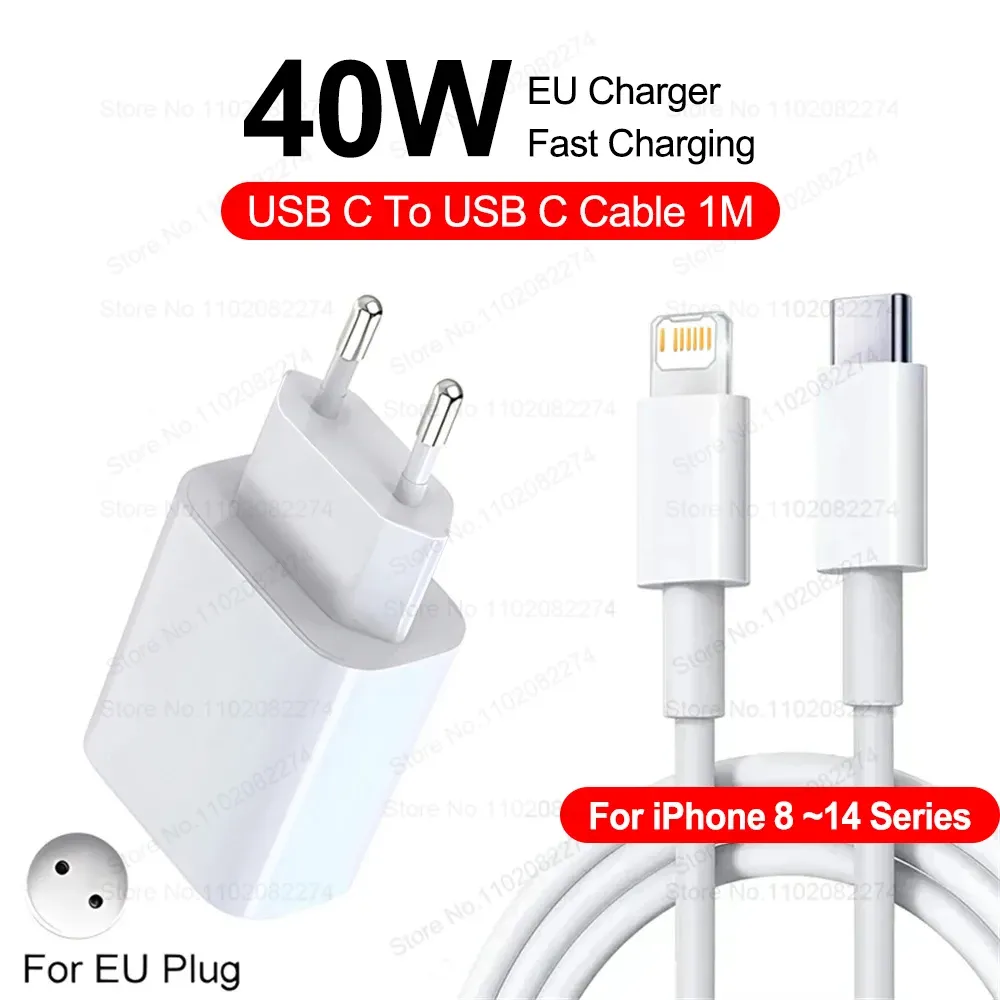 Chargeur USB-C à charge rapide 40 W PD pour iPhone, avec câble USB Type-C 7