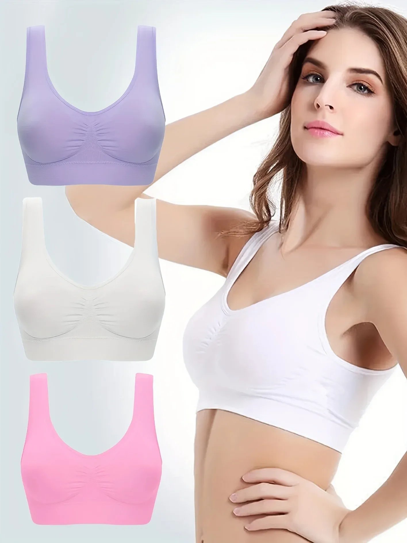 Soutien-gorge push-up sexy pour femme, grande taille, dos nu, sans armatures, sans couture et respirant, 1 pièce, réf. WFWS01