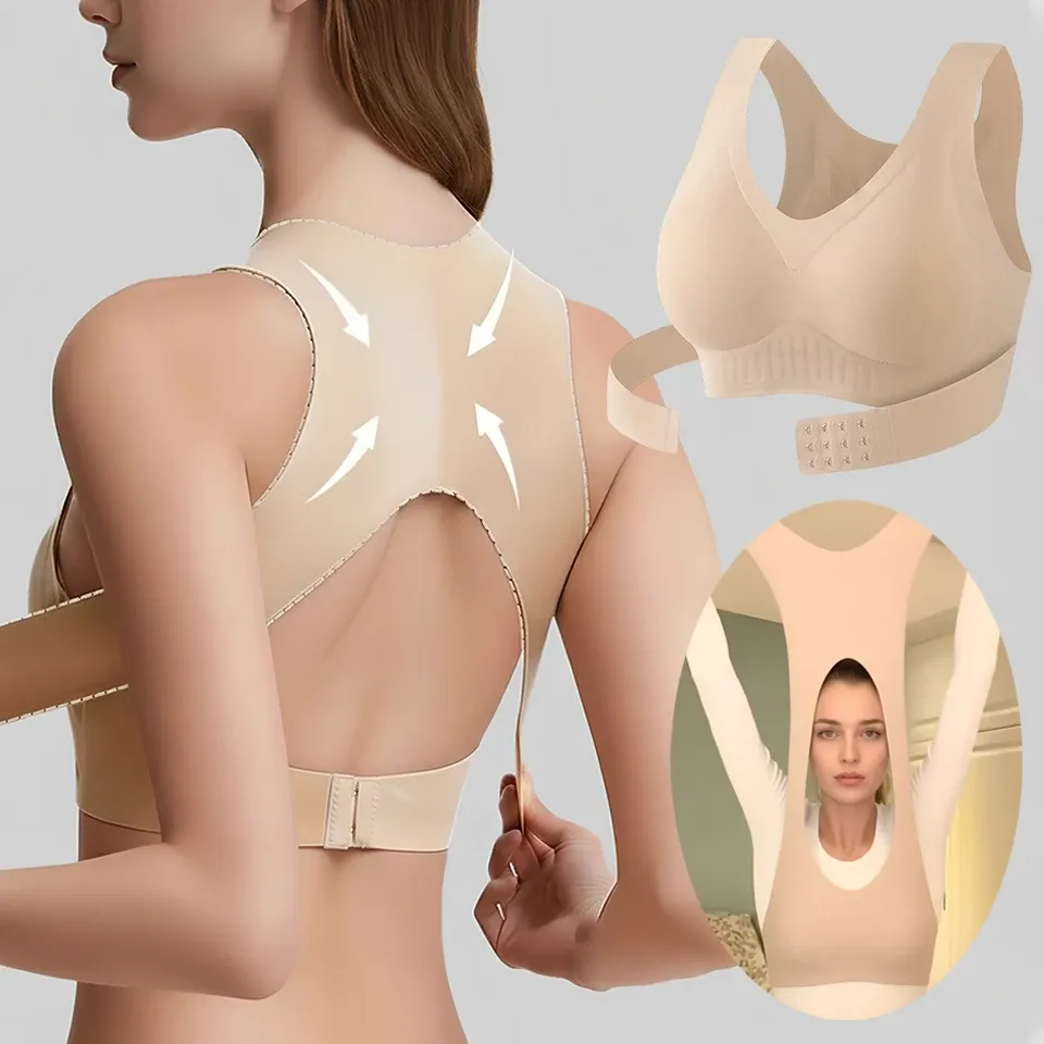 Soutien-gorge correcteur de posture à fermeture avant, sans coutures et sans armatures