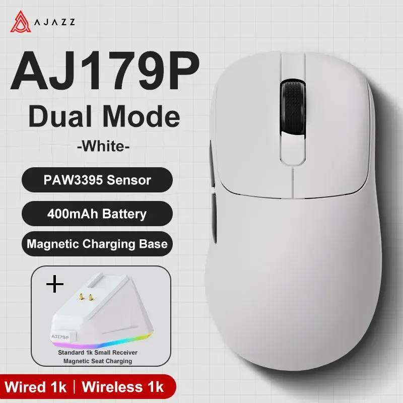 AJAZZ AJ179 Souris filaire et sans fil légère et ergonomique avec fonction macro, compatible ordinateur et ordinateur portable 12