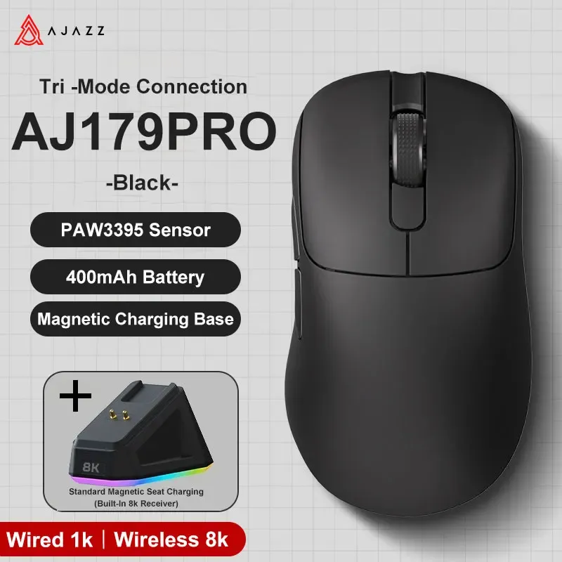 AJAZZ AJ179 Souris filaire et sans fil légère et ergonomique avec fonction macro, compatible ordinateur et ordinateur portable 15