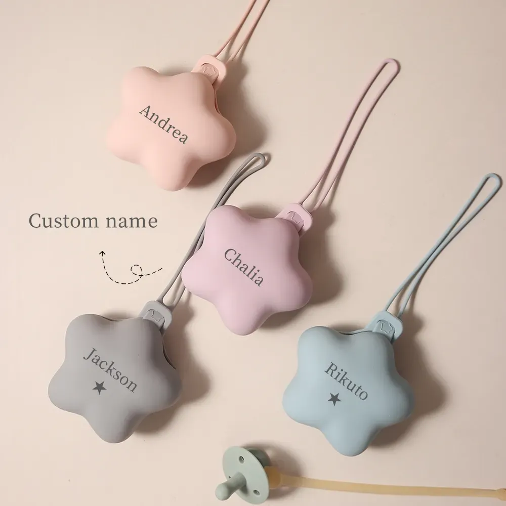 Sac de rangement pour sucette bébé personnalisé en silicone, forme étoile