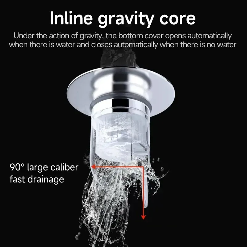 Bonde universelle pop-up avec filtre anti-cheveux pour lavabo, évier, baignoire et douche 4