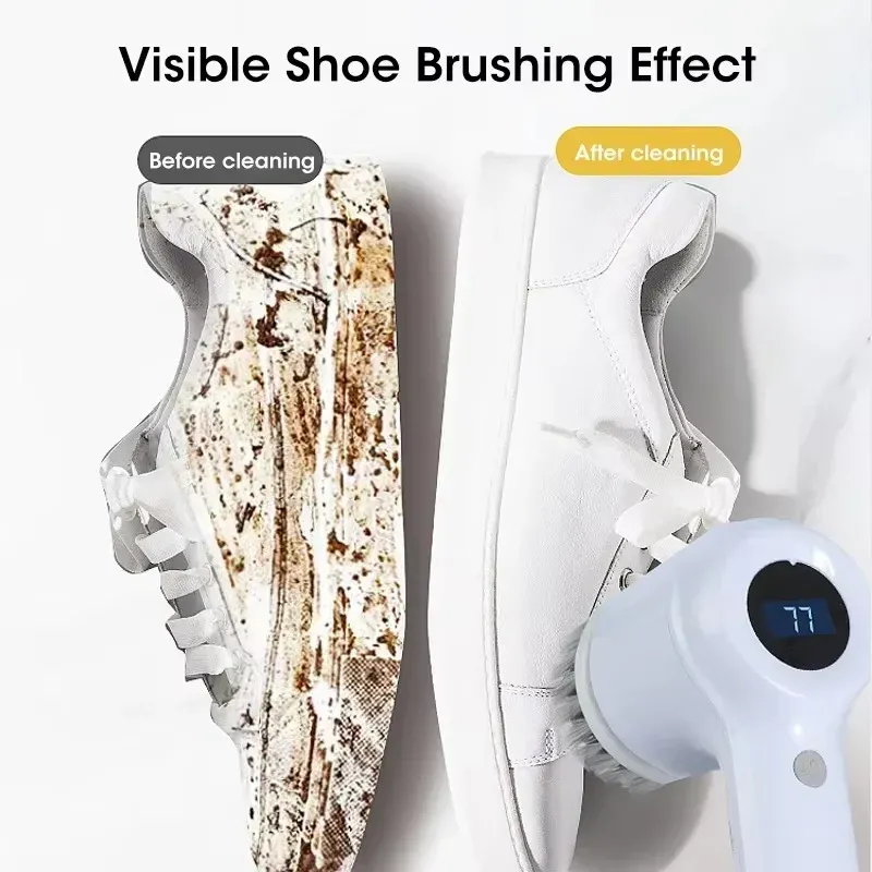Nettoyeur électrique sans fil rechargeable 5 en 1 avec têtes de brosse pour salle de bains, cuisine, carrelage, joints, douche et voiture 5