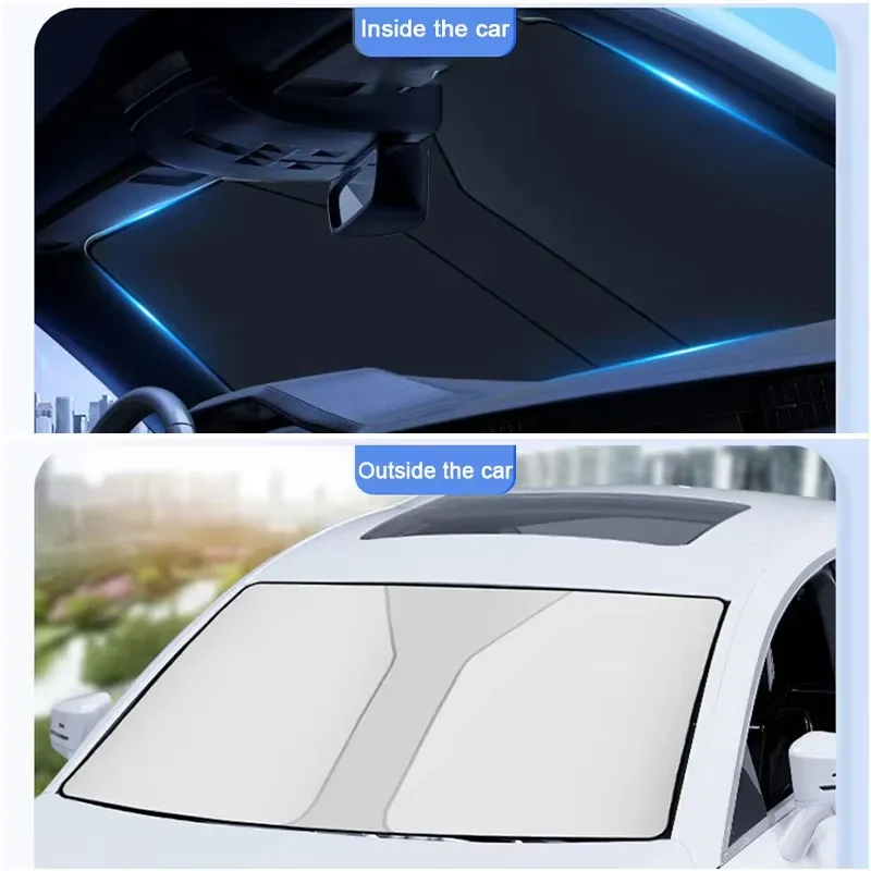 Pare-soleil pliable pour pare-brise de voiture, protection UV et réflecteur 2