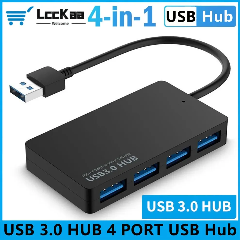 Hub USB 3.0 haute vitesse à 4 ports, adaptateur multifonction Plug & Play pour PC
