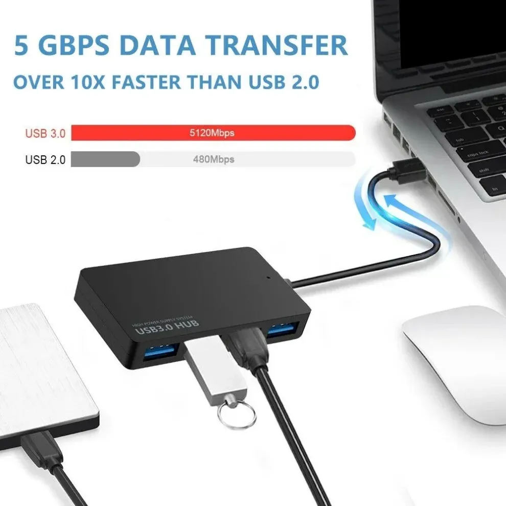 Hub USB 3.0 haute vitesse à 4 ports, adaptateur multifonction Plug & Play pour PC 6