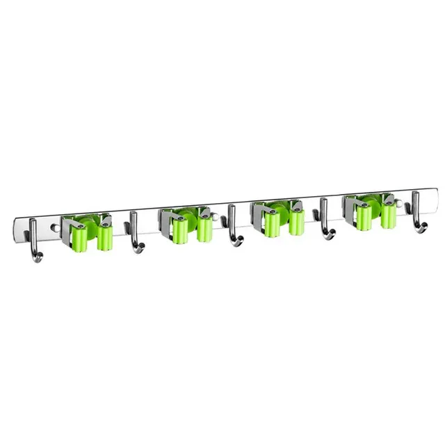Support mural en acier inoxydable pour vadrouille et balai, organisateur de rangement pour cuisine et salle de bains 12