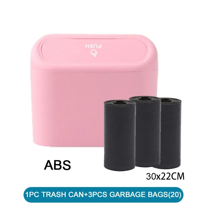 Poubelle de voiture avec couvercle, comprend 60 sacs poubelle, petite poubelle pour voiture, accessoire pour mini voiture anti-fuite 15