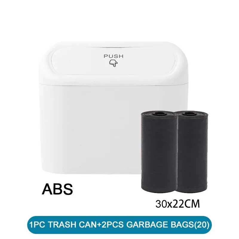 Poubelle de voiture avec couvercle, comprend 60 sacs poubelle, petite poubelle pour voiture, accessoire pour mini voiture anti-fuite 13
