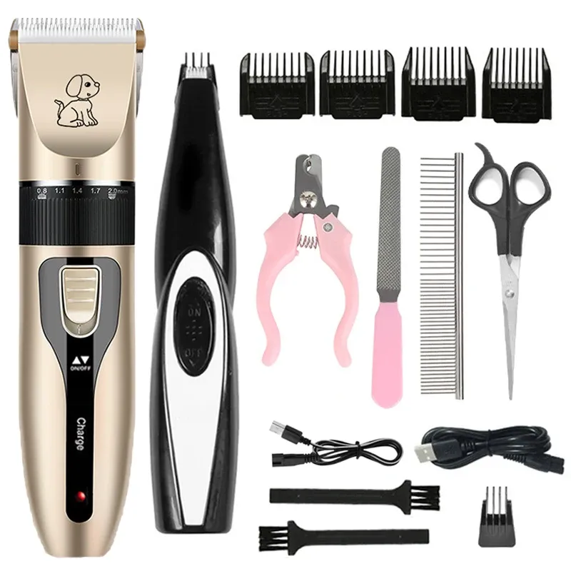 Tondeuse électrique pour animaux de compagnie, kit de toilettage pour chiens, tondeuse silencieuse, coupe de poils pour chats et chiens, ensemble professionnel - Image 1