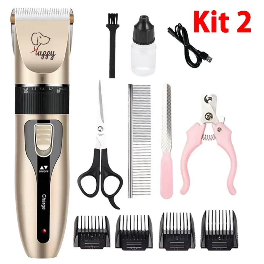 Tondeuse électrique pour animaux de compagnie, kit de toilettage pour chiens, tondeuse silencieuse, coupe de poils pour chats et chiens, ensemble professionnel 9