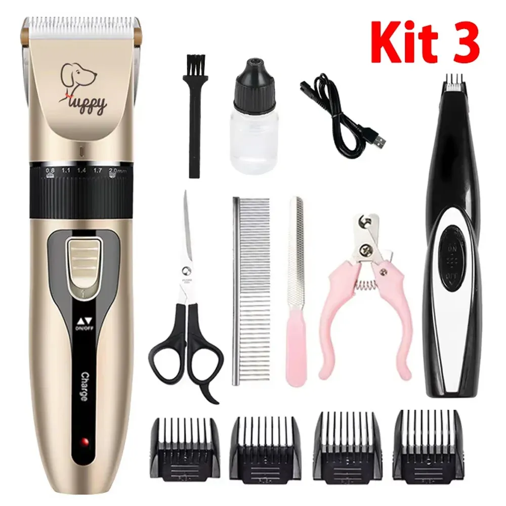 Tondeuse électrique pour animaux de compagnie, kit de toilettage pour chiens, tondeuse silencieuse, coupe de poils pour chats et chiens, ensemble professionnel 8