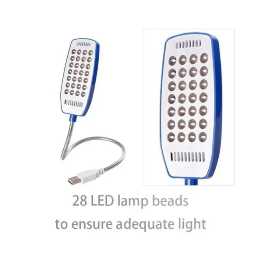 Lampe de lecture LED USB flexible à 28 LED, 4 couleurs, avec interrupteur, tube en métal, pour livre et ordinateur portable - Image 1