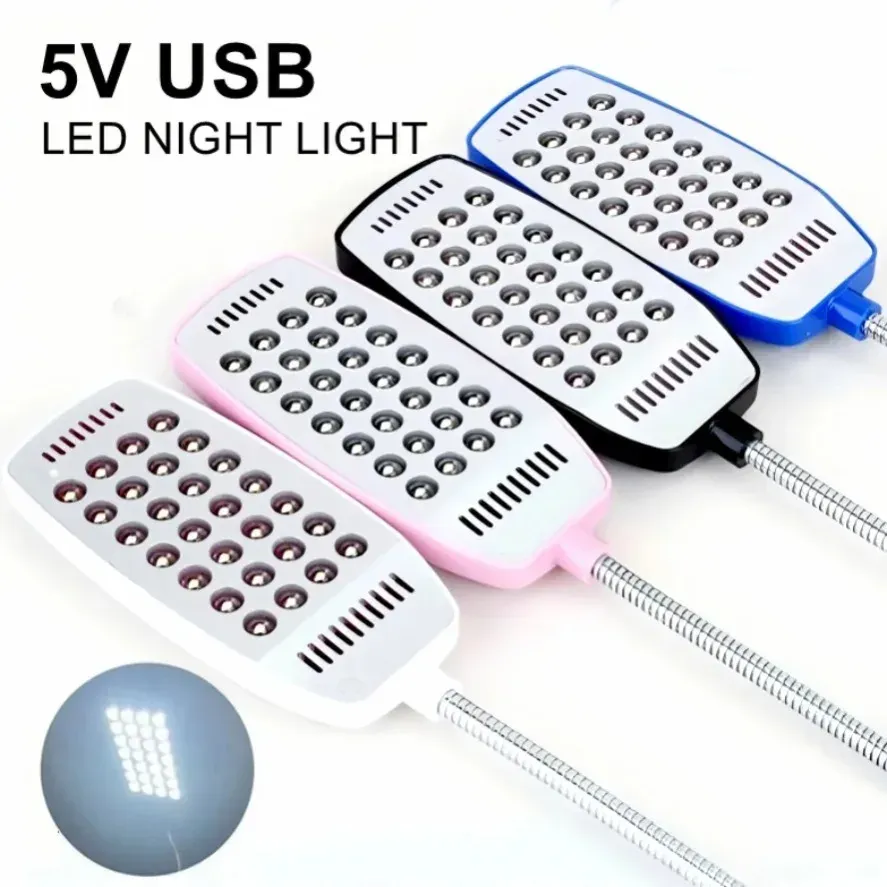 Lampe de lecture LED USB flexible à 28 LED, 4 couleurs, avec interrupteur, tube en métal, pour livre et ordinateur portable 2