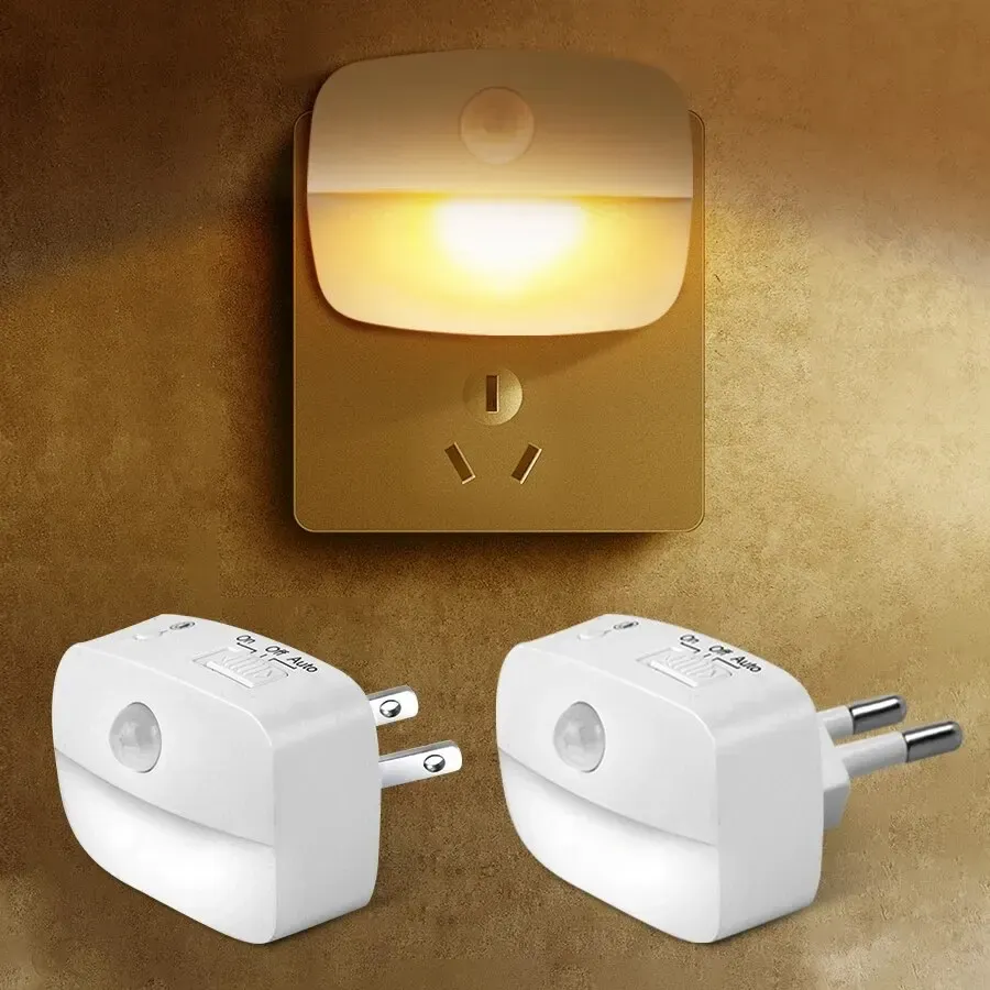 Veilleuse LED avec capteur de mouvement, prise UE/US, sans fil, pour chambre d'enfant et chevet