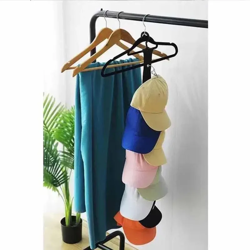 Armoire de rangement DIY avec cintre et 8 pinces suspendues, organisateur de placard pour casquettes, étagère verticale sans perçage, support multi-usages pour chapeaux avec crochets 2