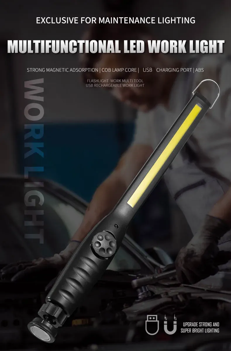 Lampe de travail COB portable vue de face