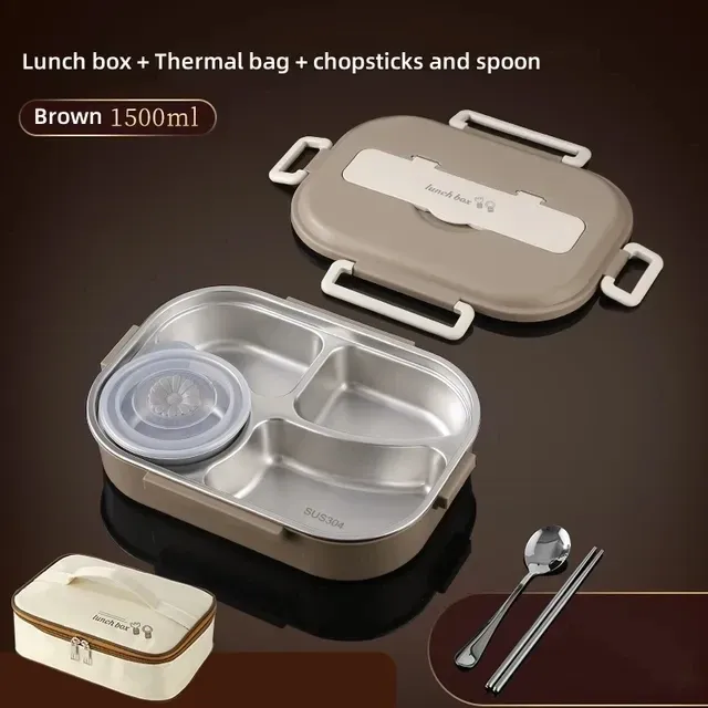 Boîte à déjeuner isolée en acier inoxydable 304 avec compartiments, hermétique et portable, format bento, compatible micro-ondes 8