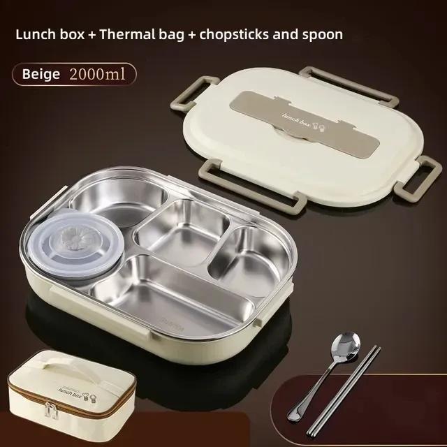 Boîte à déjeuner isolée en acier inoxydable 304 avec compartiments, hermétique et portable, format bento, compatible micro-ondes 11