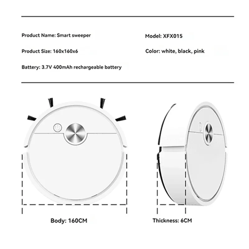 Robot aspirateur intelligent compact, avec aspiration et balayage intégrés, entièrement automatique 6