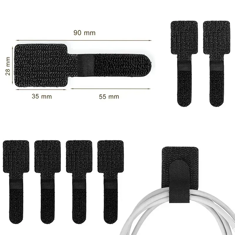 Attaches de câble réutilisables, organisateur de fil, support de corde, auto-adhésif réglable, sangles d'organisation de cordon, gestion de bureau 6