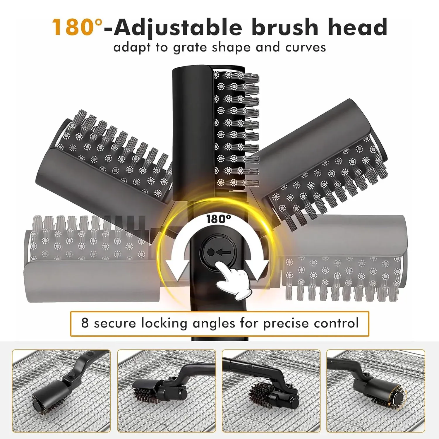 Brosse électrique sans fil rechargeable pour barbecue, 2600 mAh, tête en acier inoxydable 6