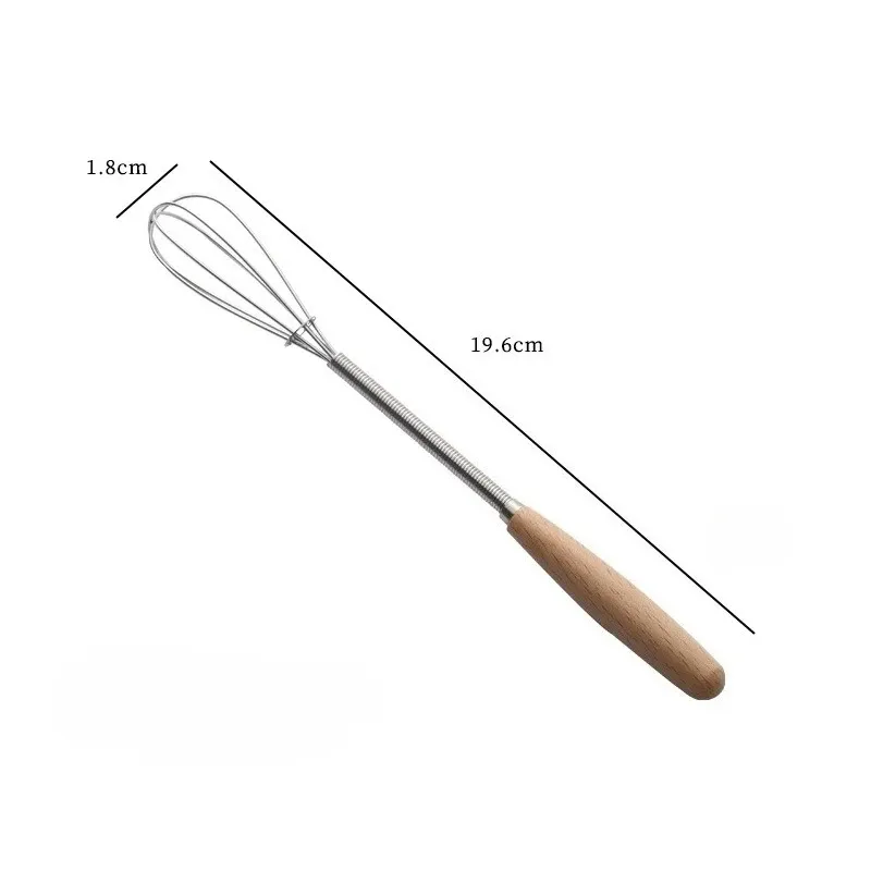 Mini batteur à œufs en acier inoxydable avec manche en bois 6