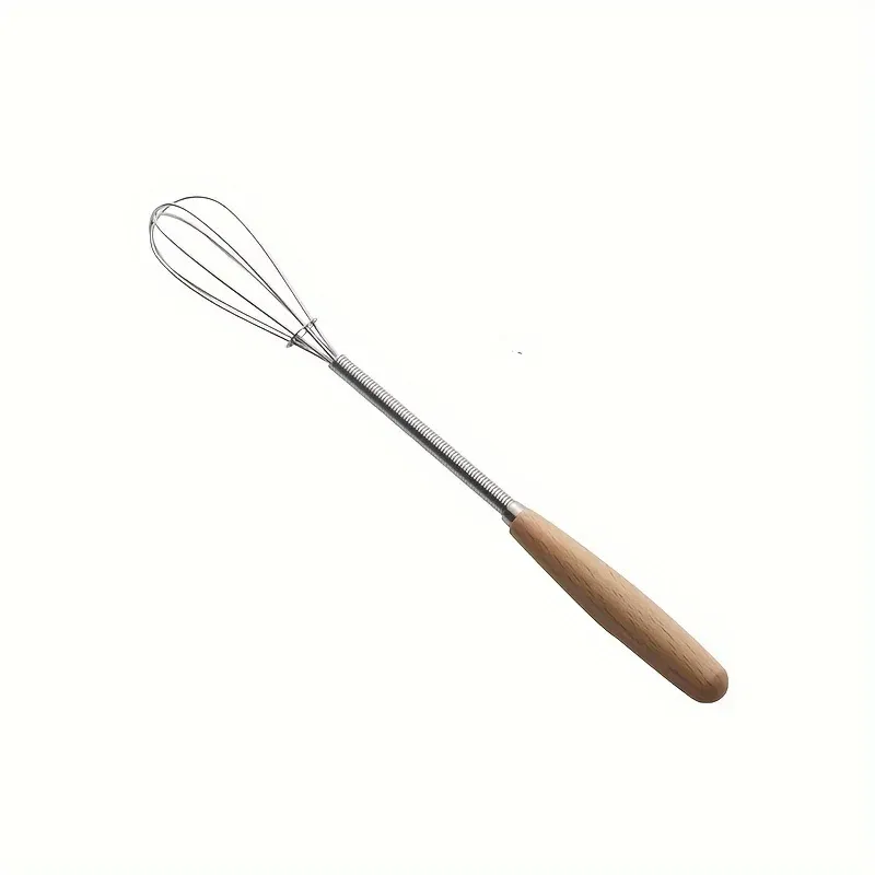 Mini batteur à œufs en acier inoxydable avec manche en bois 8