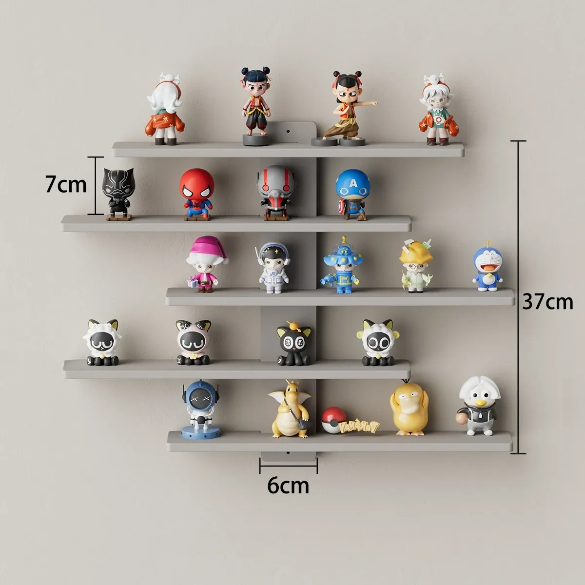 Étagère murale réglable pour figurines d'action, mini-briques de construction et objets de collection – Rangement d'intérieur moderne 8