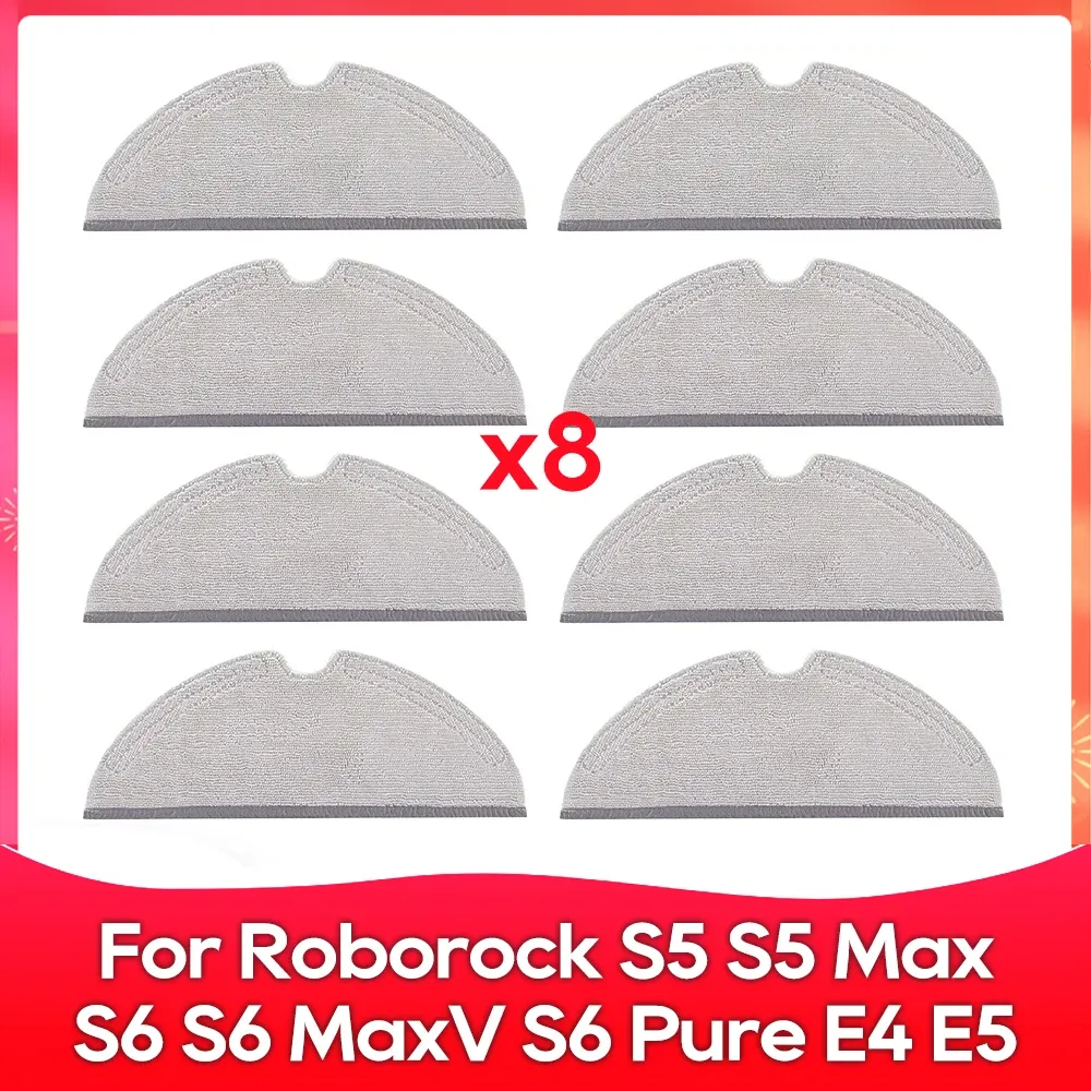 Compatible avec Roborock S5, S5 Max, S6 MaxV, S6 Pure, E4, E5, S51, S52, S55 – Brosse latérale, rouleau, filtre et chiffon – Accessoires 12