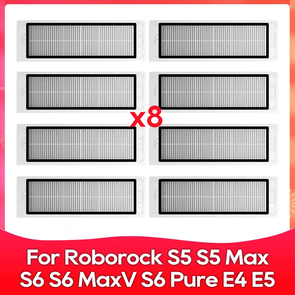 Compatible avec Roborock S5, S5 Max, S6 MaxV, S6 Pure, E4, E5, S51, S52, S55 – Brosse latérale, rouleau, filtre et chiffon – Accessoires 20