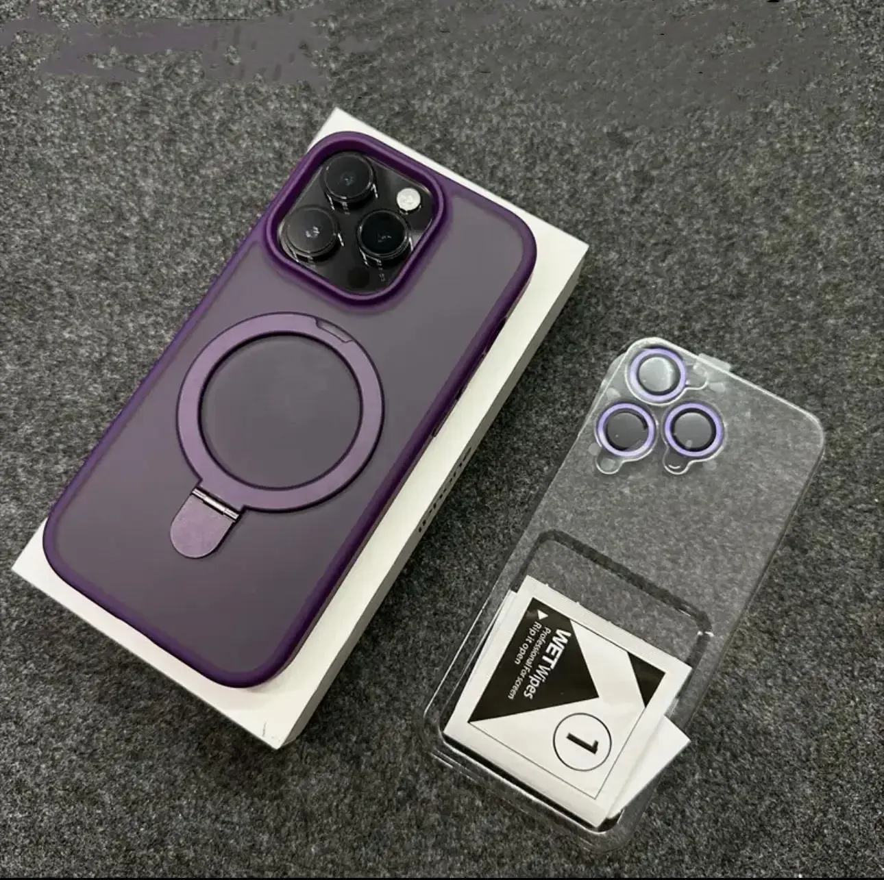 Coque magnétique mate avec support anneau métallique et protection d'objectif, compatible MagSafe, pour iPhone 11 à 17, Air, Pro, Pro Max et Plus 9