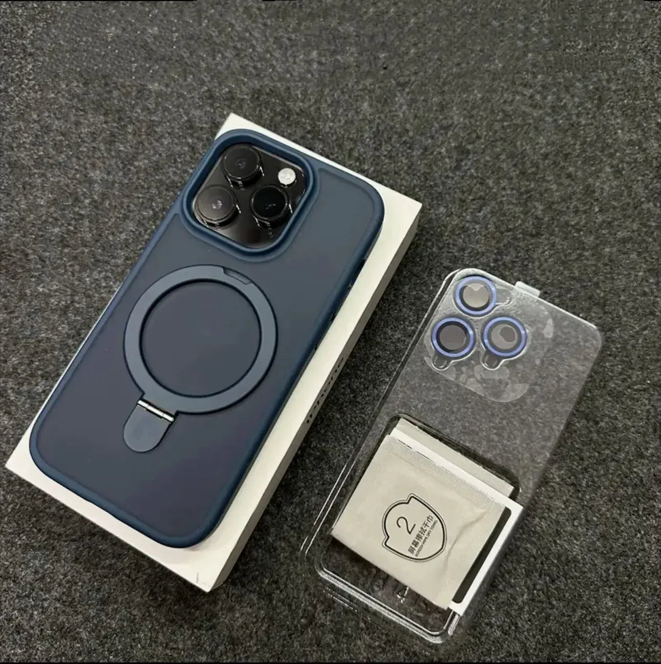 Coque magnétique mate avec support anneau métallique et protection d'objectif, compatible MagSafe, pour iPhone 11 à 17, Air, Pro, Pro Max et Plus 7