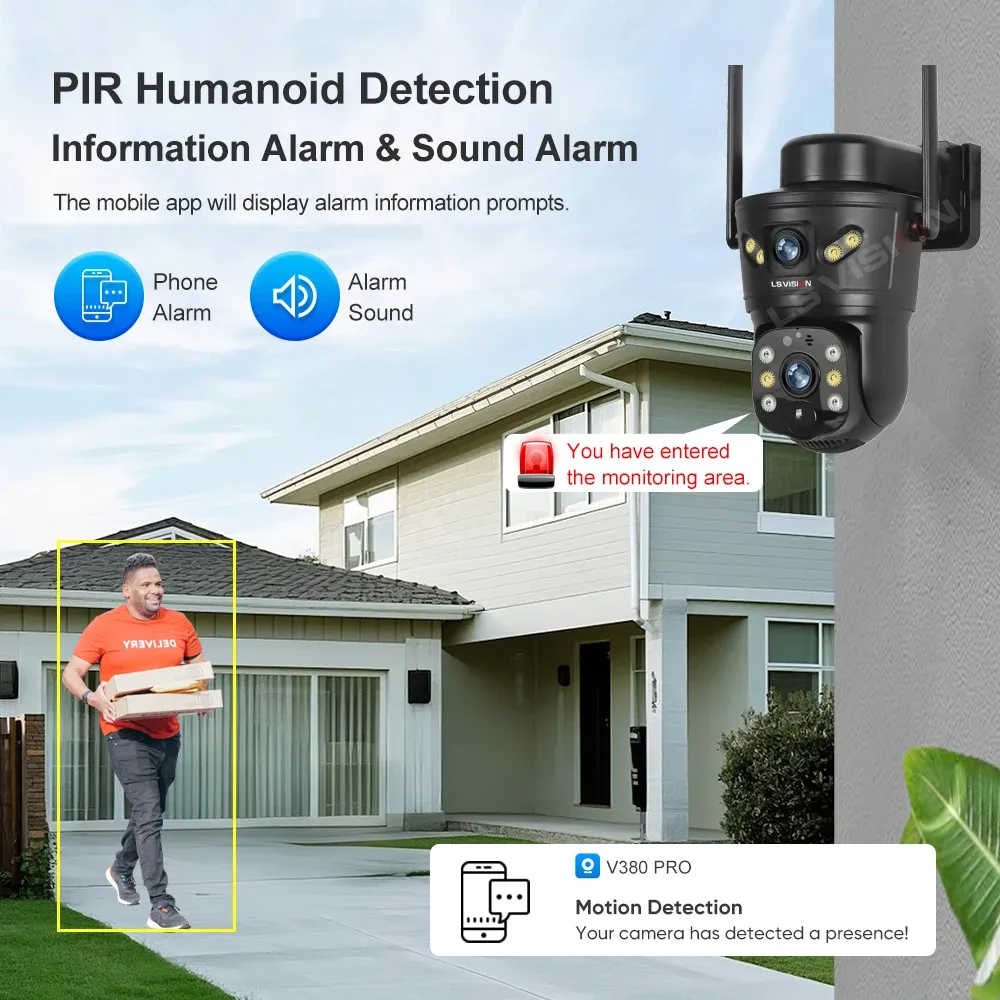 Caméra solaire extérieure LS VISION 4G/WiFi 8MP à double objectif, carte SIM intégrée, vision nocturne, étanche, caméra de sécurité sur batterie, vidéosurveillance 3
