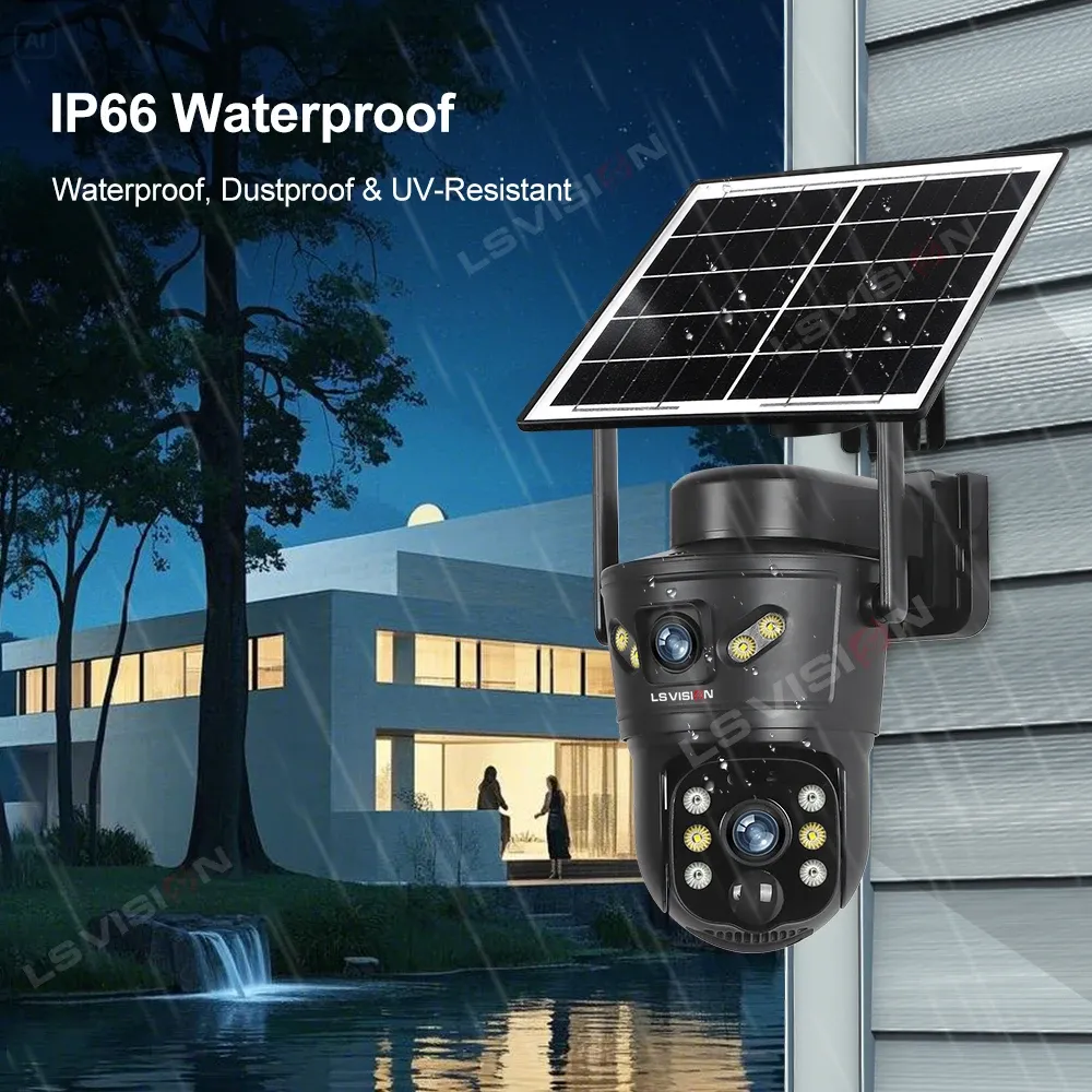 Caméra solaire extérieure LS VISION 4G/WiFi 8MP à double objectif, carte SIM intégrée, vision nocturne, étanche, caméra de sécurité sur batterie, vidéosurveillance 6