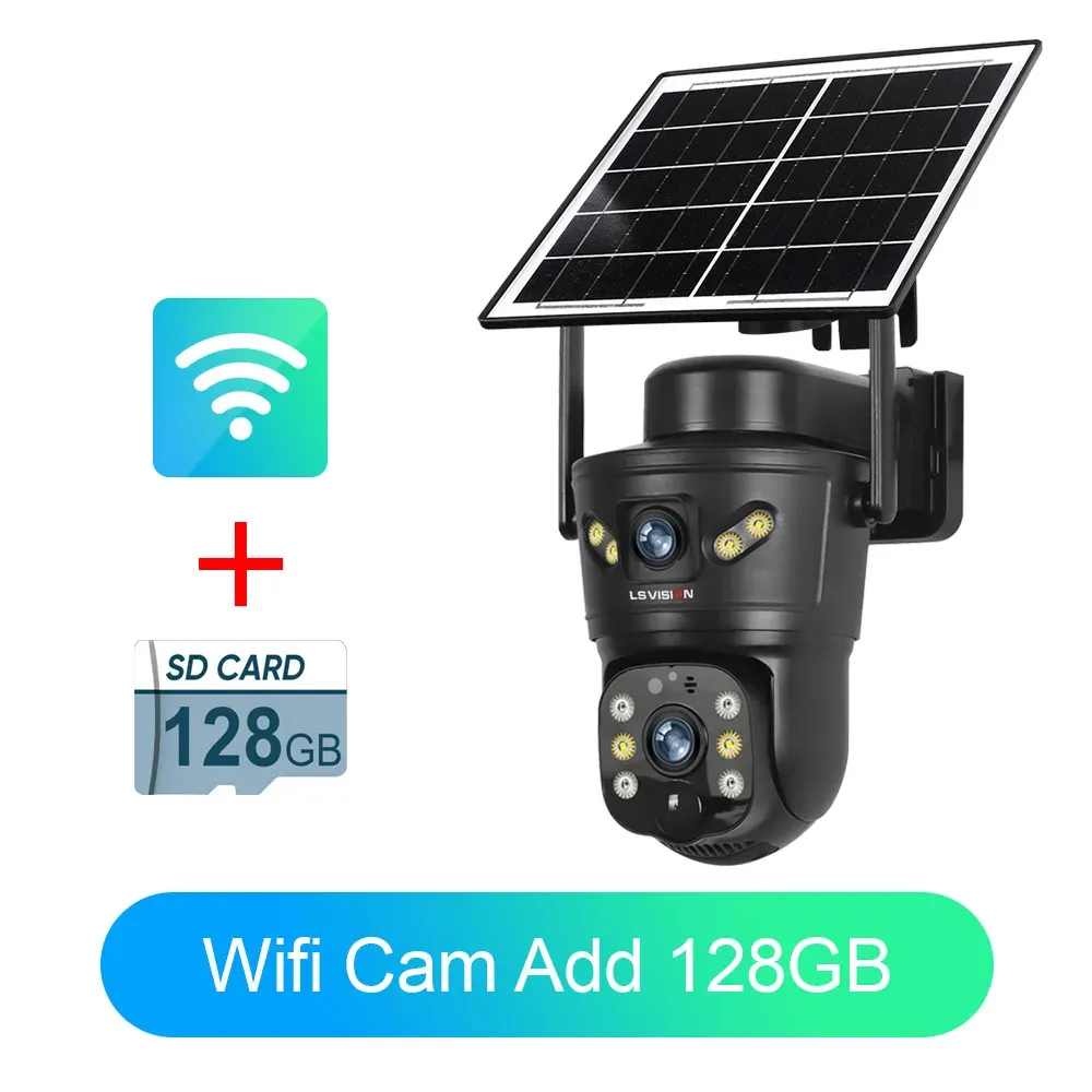 Caméra solaire extérieure LS VISION 4G/WiFi 8MP à double objectif, carte SIM intégrée, vision nocturne, étanche, caméra de sécurité sur batterie, vidéosurveillance 11