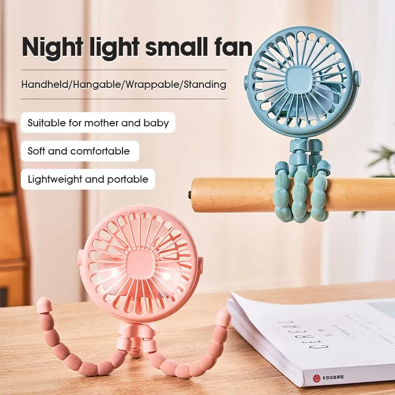 Ventilateur portable pour poussette HOMEFISH, ventilateur oscillant à clipser, mini ventilateur USB rechargeable sur batterie avec trépied flexible, pour poussette et siège auto 2