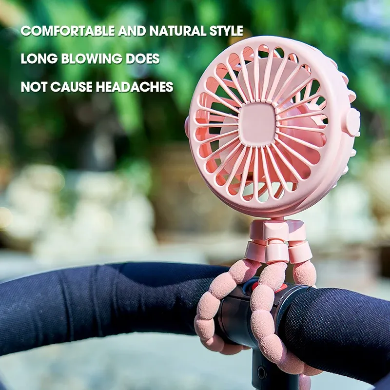 Ventilateur portable pour poussette HOMEFISH, ventilateur oscillant à clipser, mini ventilateur USB rechargeable sur batterie avec trépied flexible, pour poussette et siège auto 4