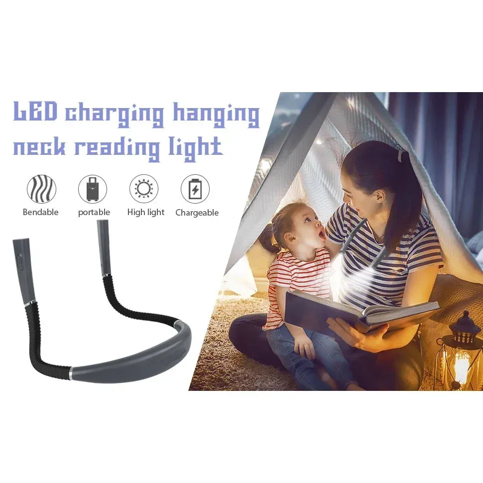 Lampe de lecture à col flexible, rechargeable USB, éclairage mains libres pour livre 6