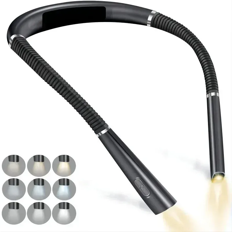 Lampe de lecture à col flexible, rechargeable USB, éclairage mains libres pour livre 7