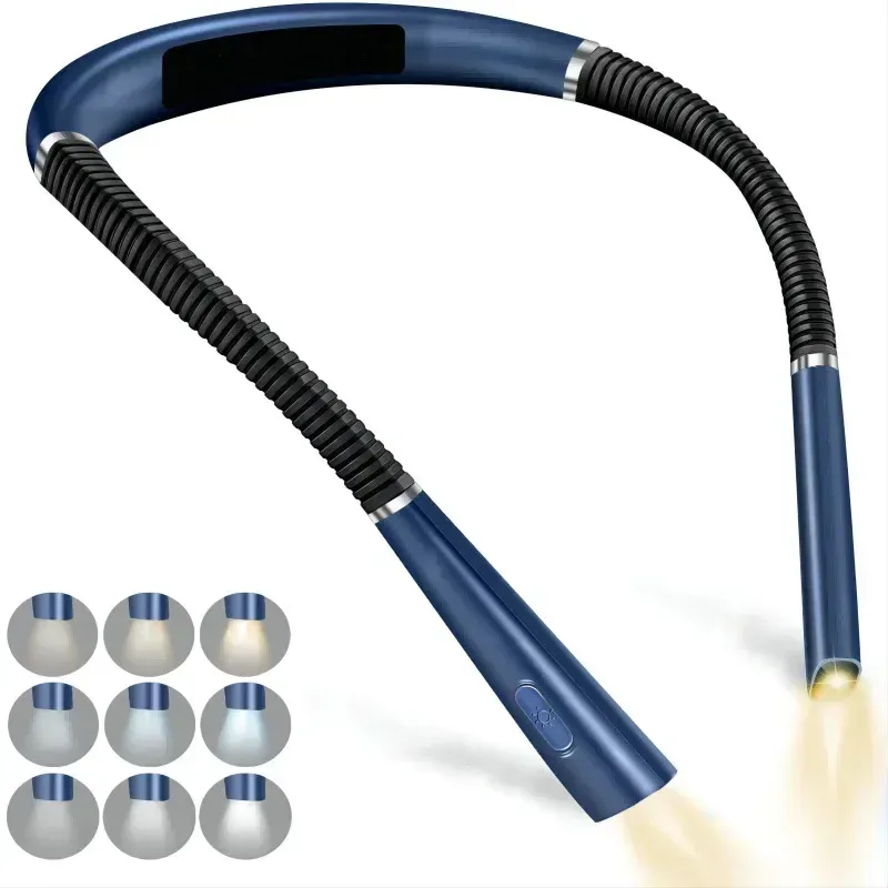Lampe de lecture à col flexible, rechargeable USB, éclairage mains libres pour livre 9